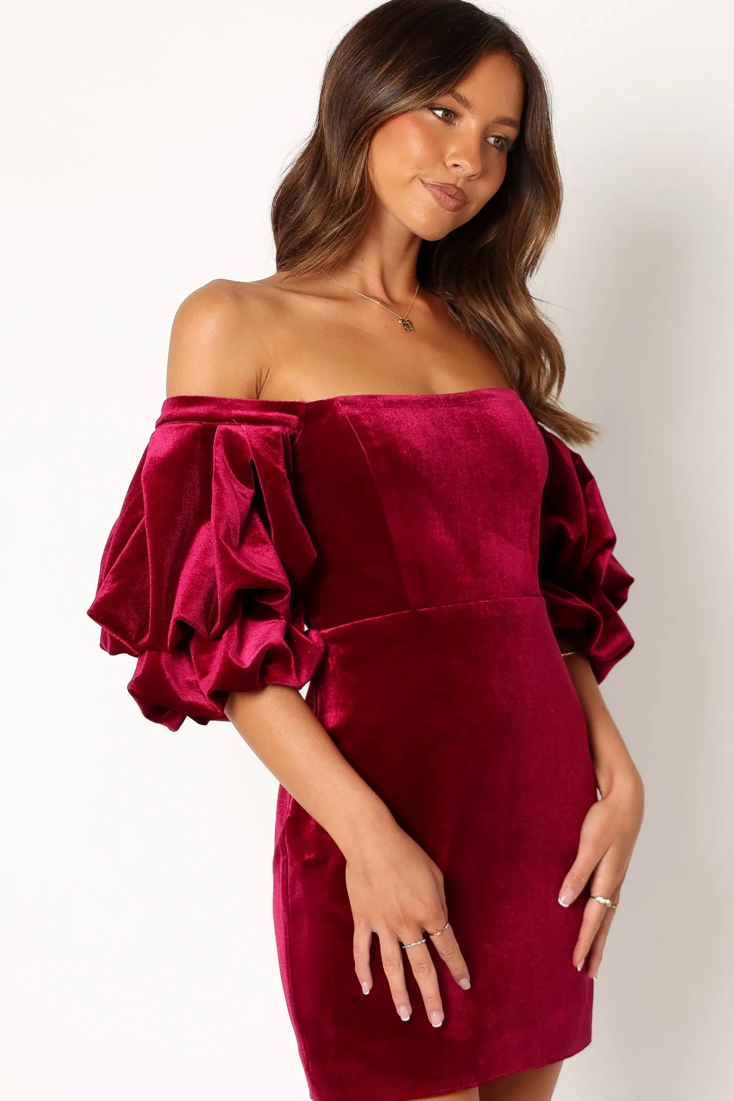 Dali Off Shoulder Velvet Mini Dress