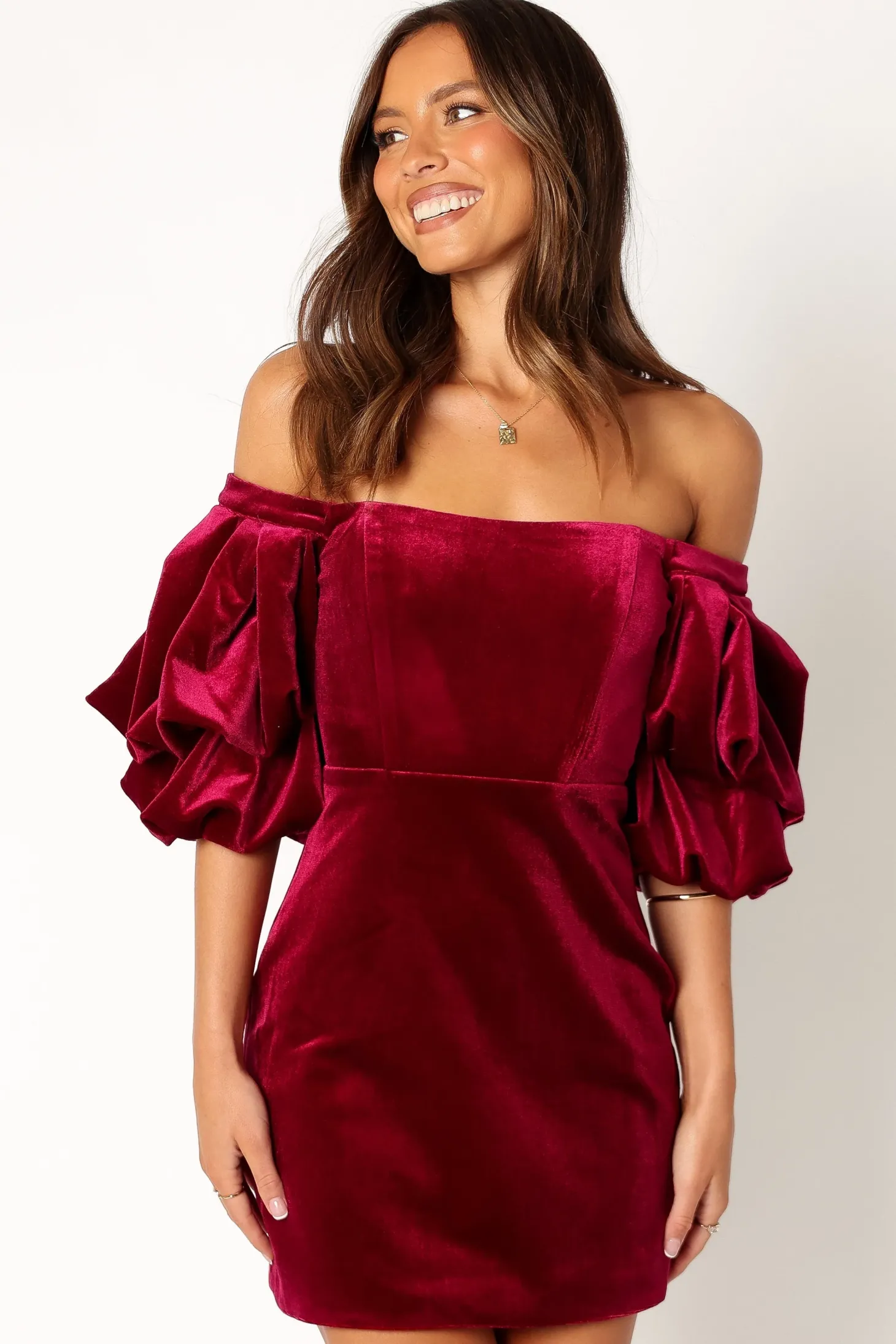 Dali Off Shoulder Velvet Mini Dress