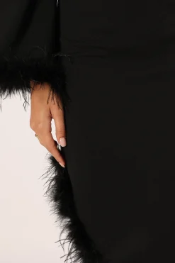 Dame One Shoulder Feather Midi Dress
