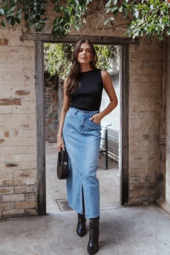Dana Denim Midi Skirt