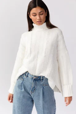Dana Turtleneck Fringe Knit Sweater