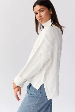 Dana Turtleneck Fringe Knit Sweater