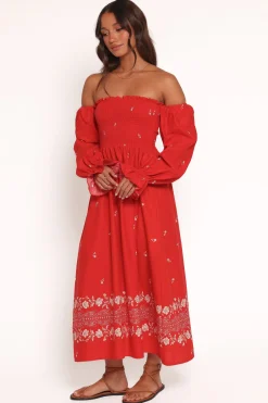 Domenica Shirred Long Sleeve Midi Dress