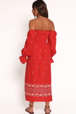 Domenica Shirred Long Sleeve Midi Dress