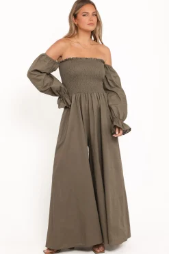 Domenica Shirred Long Sleeve Jumpsuit