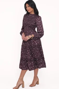 Edwina Shirred Frill Long Sleeve Midi Dress
