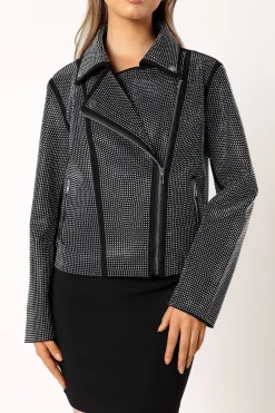 Elaina Crystal Studded Moto Jacket