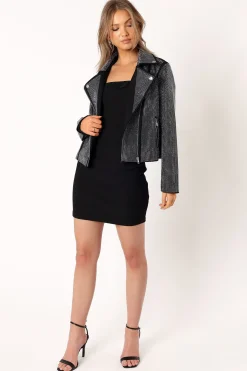 Elaina Crystal Studded Moto Jacket
