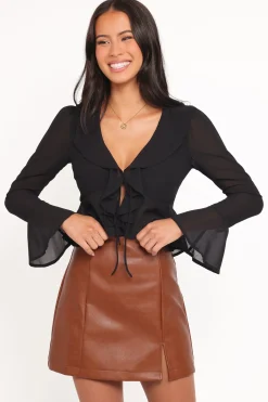 Elora Chiffon Ruffle Front Top