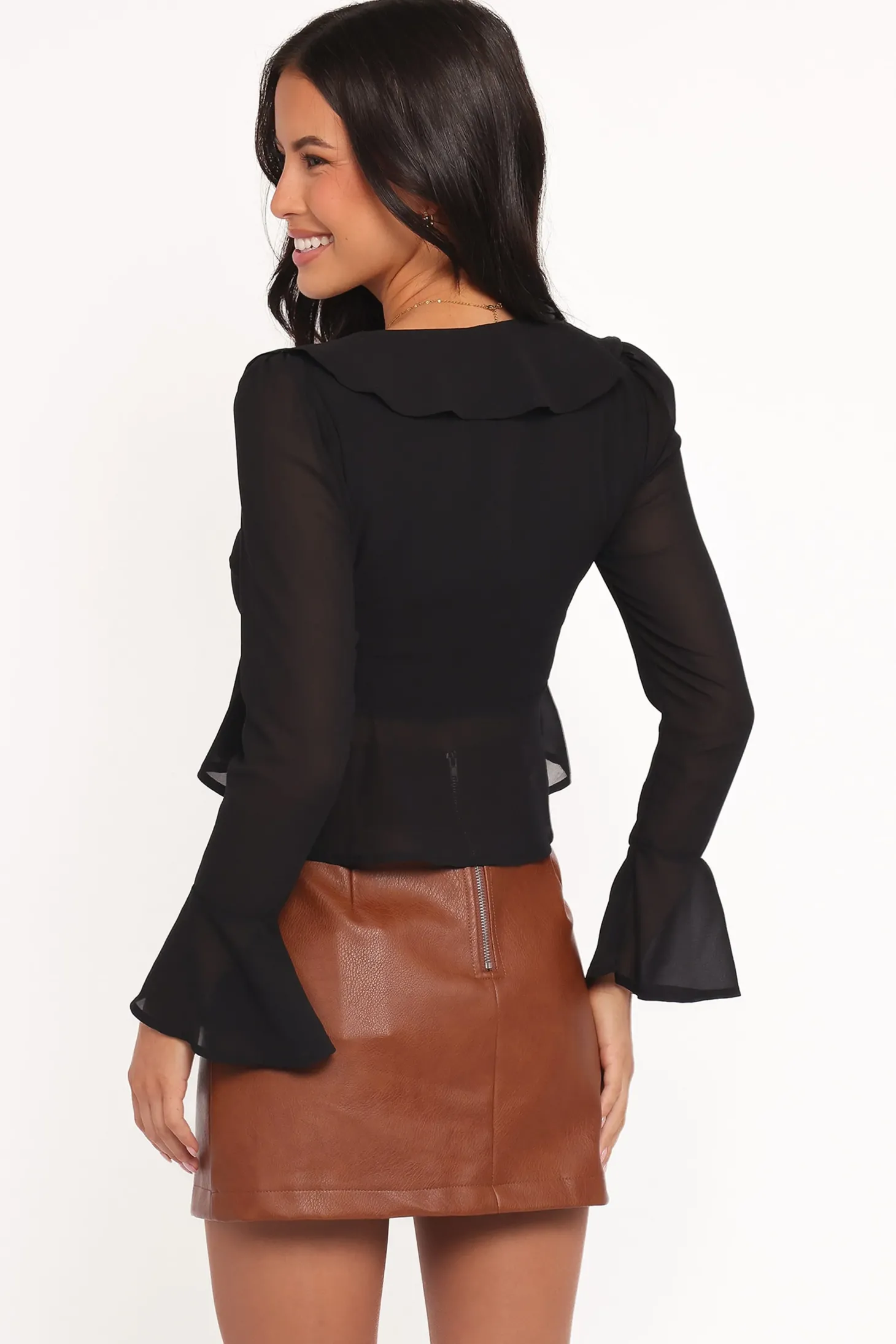 Elora Chiffon Ruffle Front Top