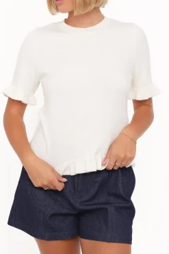 Emilie Short Sleeve Ruffle Crew Sweater