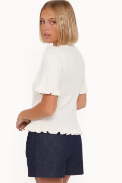 Emilie Short Sleeve Ruffle Crew Sweater