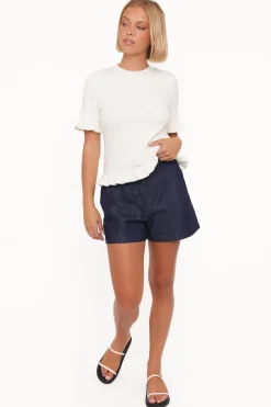 Emilie Short Sleeve Ruffle Crew Sweater