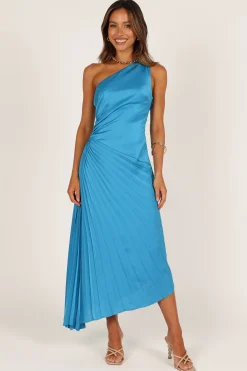 Flin Pleated One Shoulder Midi Dress
