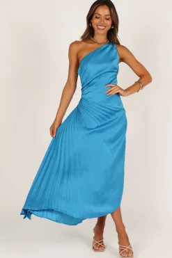 Flin Pleated One Shoulder Midi Dress