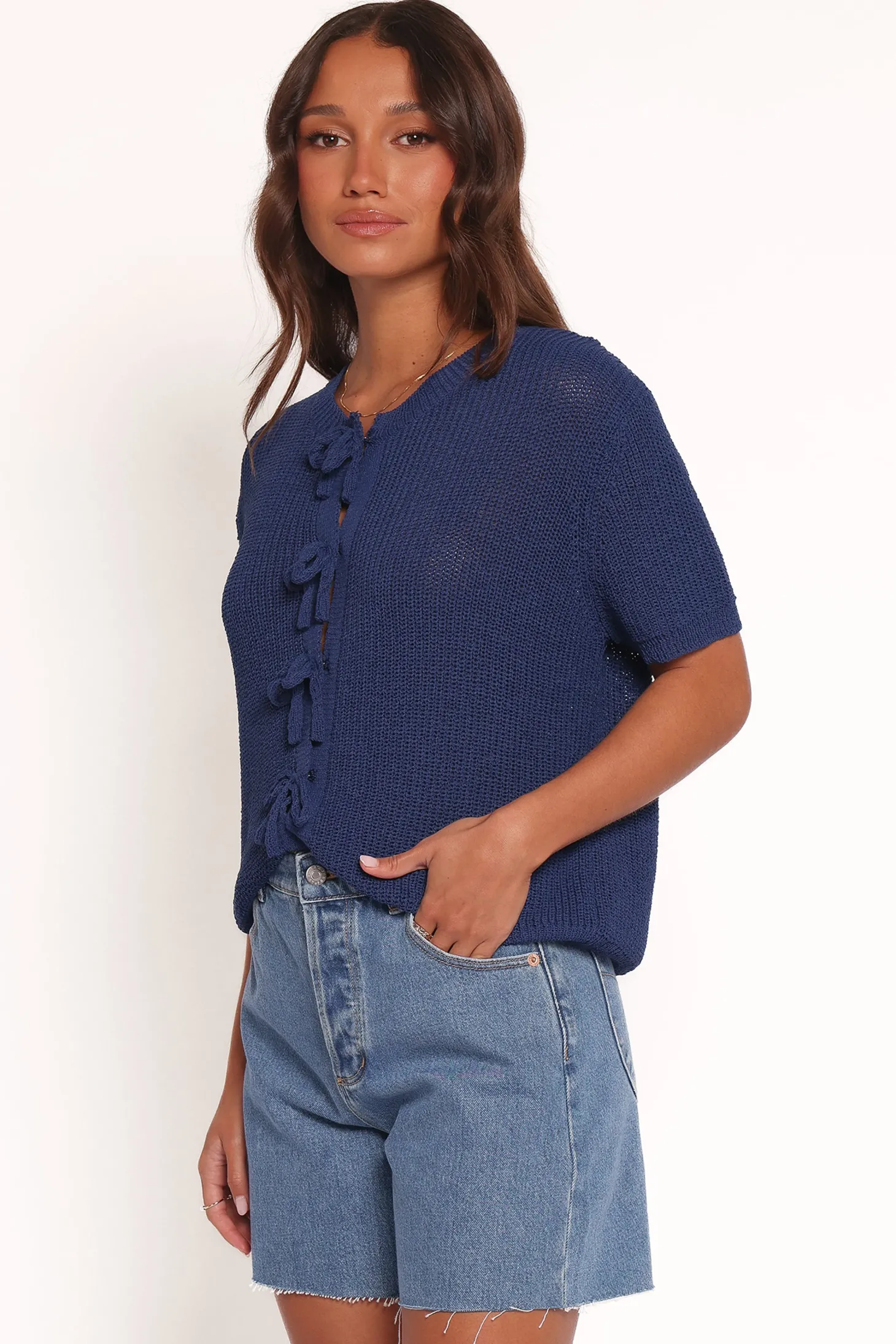 Gemma Short Sleeve Bow Cardigan