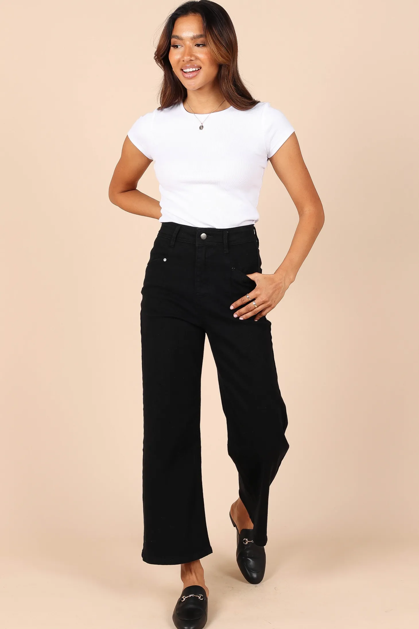 Georgette High Waisted Straight Leg Pants