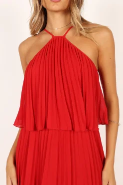 Gia Pleated Halterneck Maxi Dress