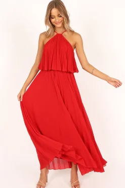 Gia Pleated Halterneck Maxi Dress