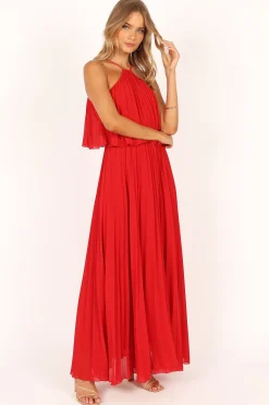 Gia Pleated Halterneck Maxi Dress