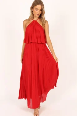 Gia Pleated Halterneck Maxi Dress
