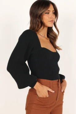 Gia Sweetheart Neck Bell Sleeve Knit Sweater