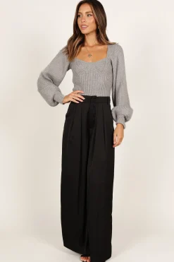 Gia Sweetheart Neck Bell Sleeve Knit Sweater