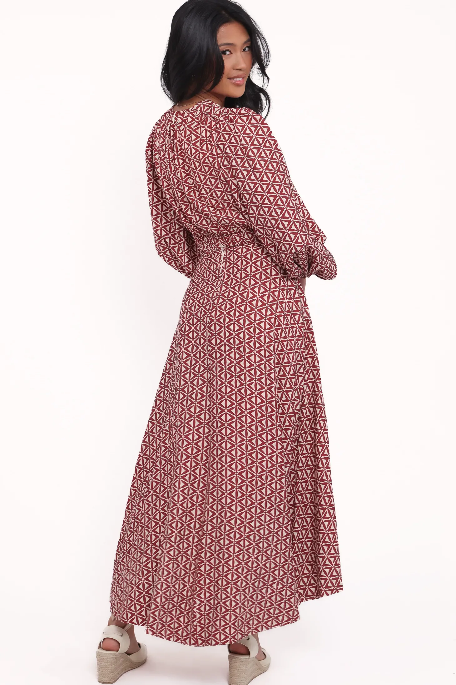 Ginnee Puff Sleeve Cutout Midi Dress