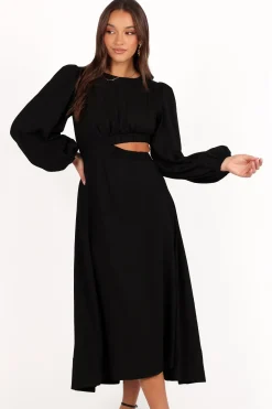 Ginnee Puff Sleeve Cutout Midi Dress