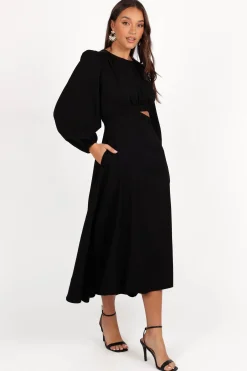Ginnee Puff Sleeve Cutout Midi Dress