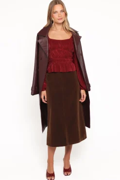 Halina Velvet Midi Skirt