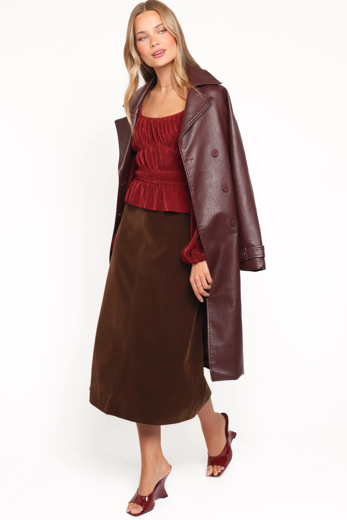 Halina Velvet Midi Skirt