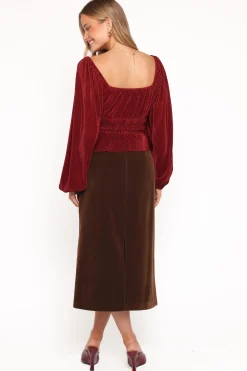 Halina Velvet Midi Skirt