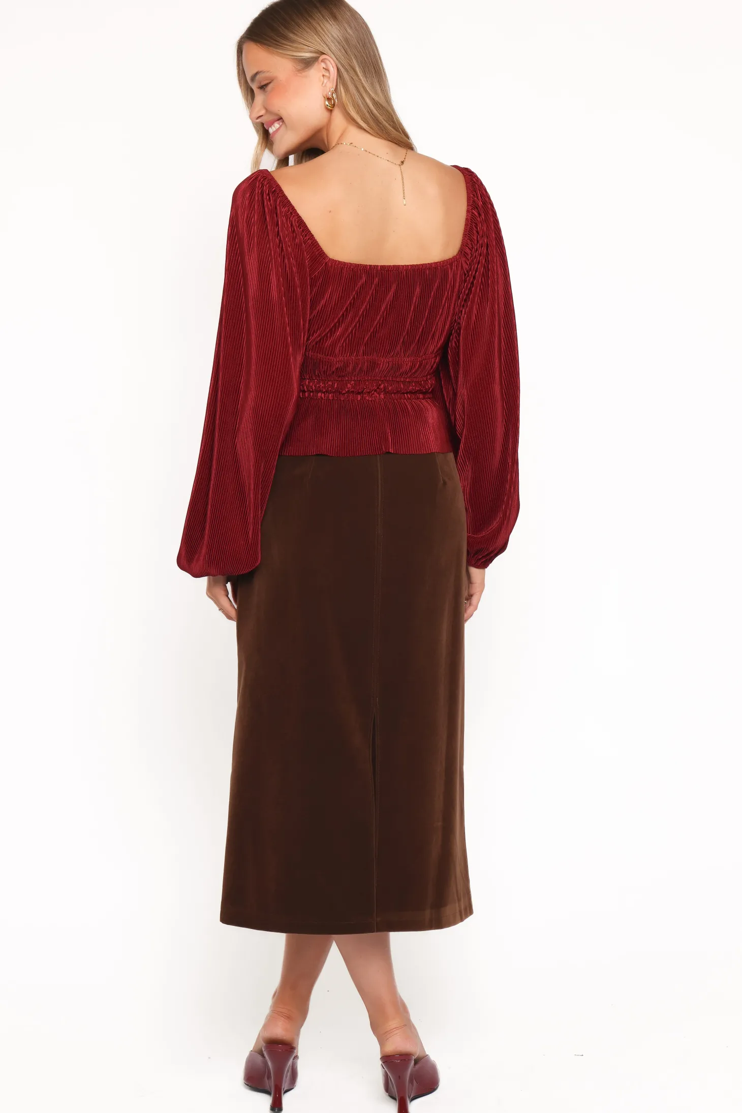 Halina Velvet Midi Skirt