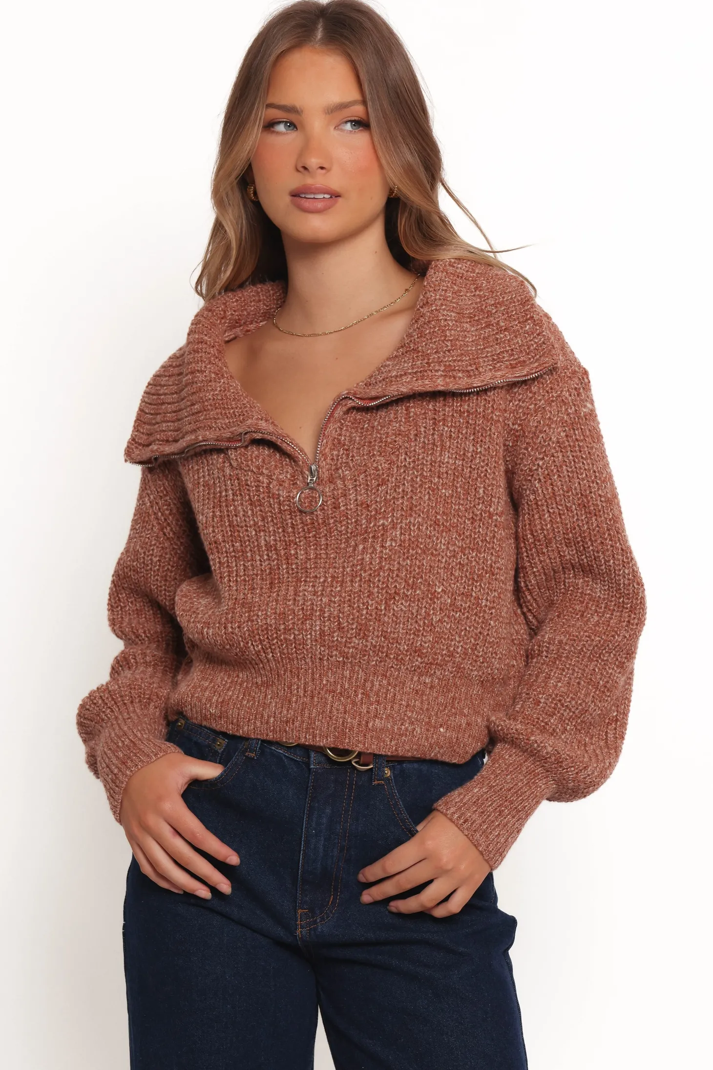 Hallow Collar Quarter Zip Sweater