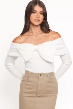 Helene Bow Off Shoulder Knit Sweater