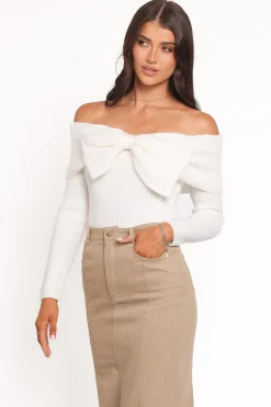 Helene Bow Off Shoulder Knit Sweater