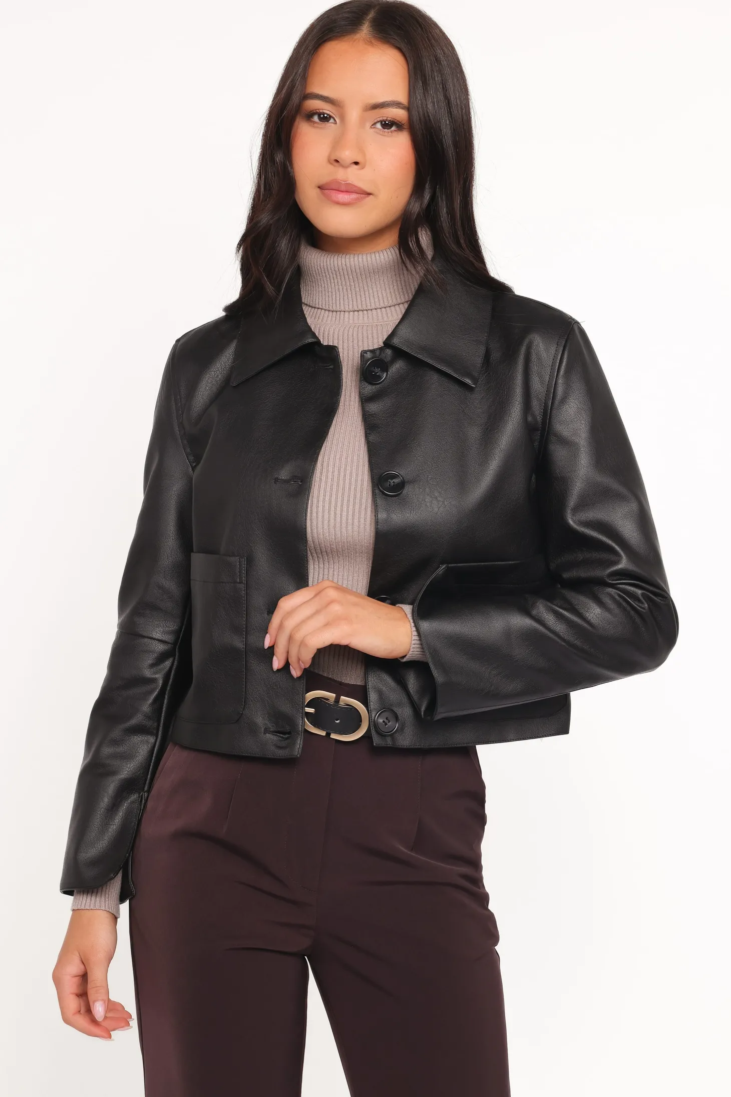 Hope Crop Faux Leather Jacket