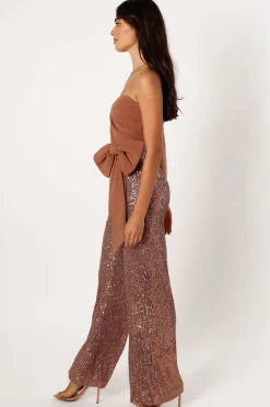 Jacquelin Bow Waist Sequin Jumpsuit
