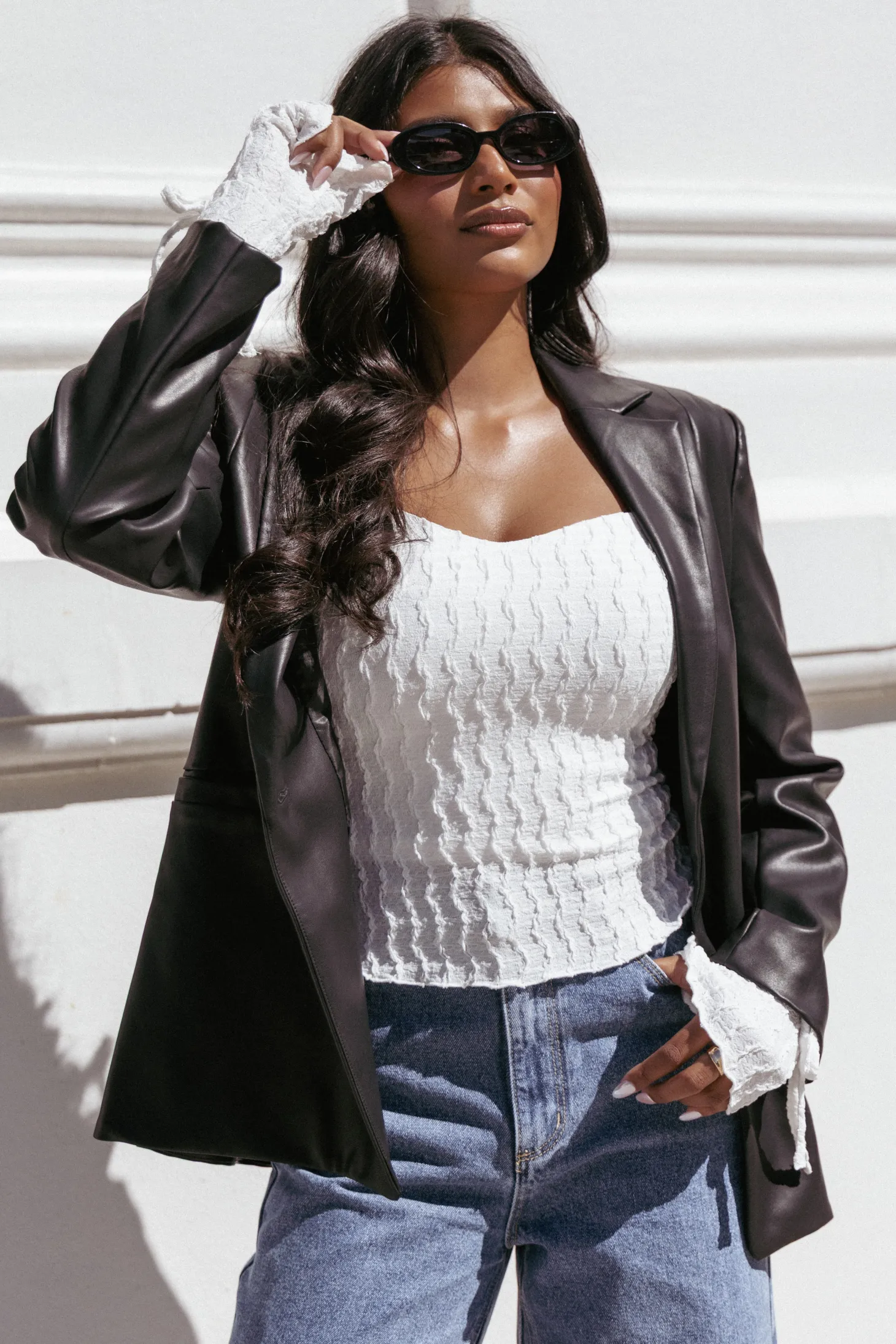 Jamie Faux Leather Blazer