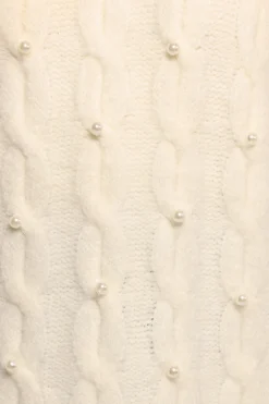 Kalai Cable Knit Pearl Detail Knit Sweater