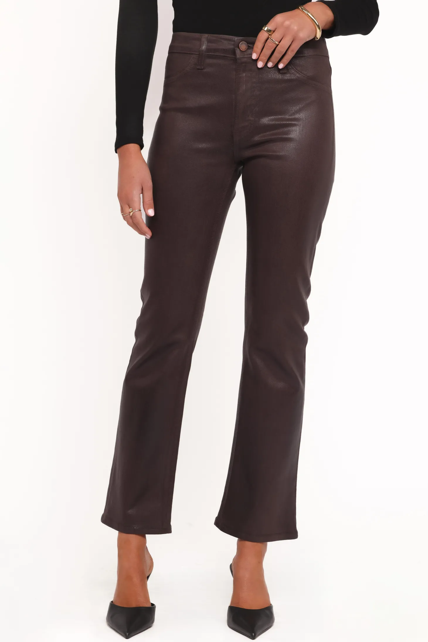 Kalindi Coated Cropped Bootcut Jean