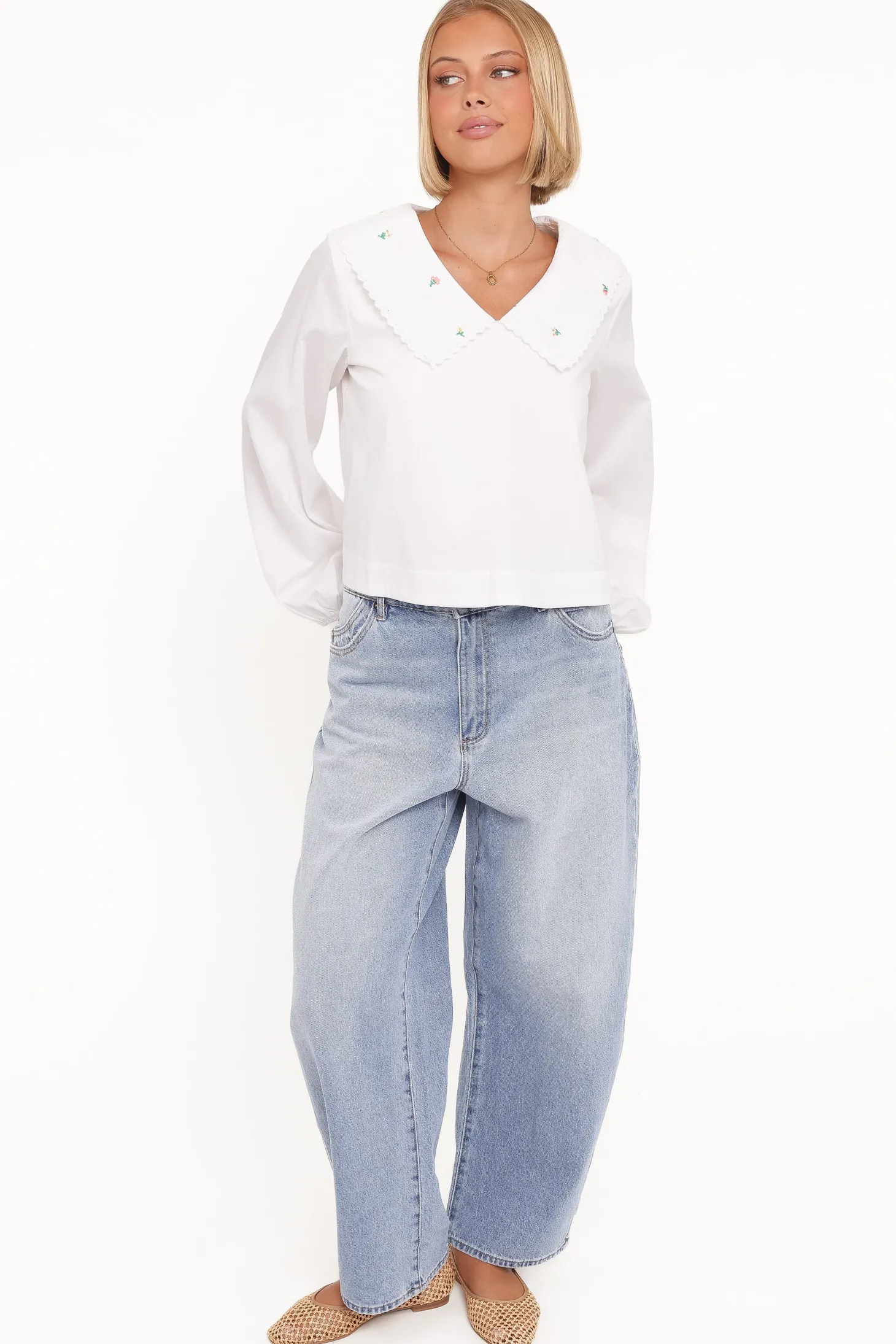 Kenna Embroidered Long Sleeve Top