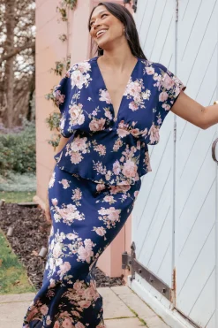 Kenna Satin Midi Skirt