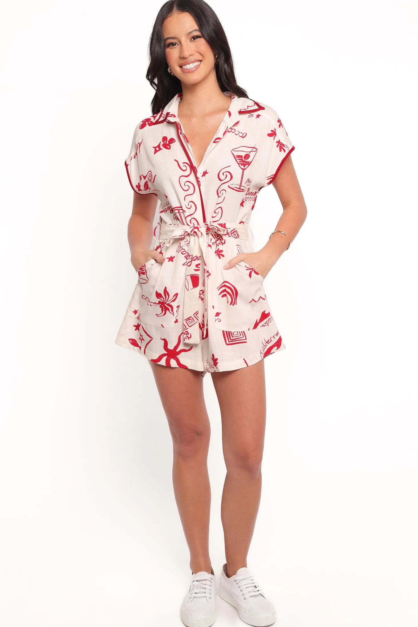 Kensie Tie Waist Romper