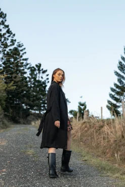 Kloss Tie Front Long Coat