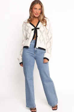 Lainy Bow Tie Font Cardigan