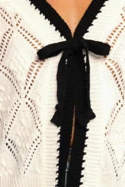 Lainy Bow Tie Font Cardigan