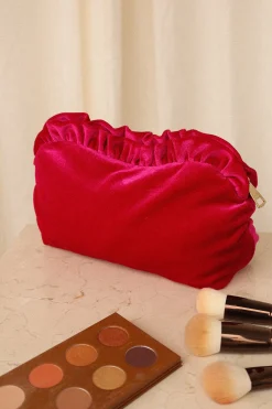 Large Velvet Ruffle Pouch