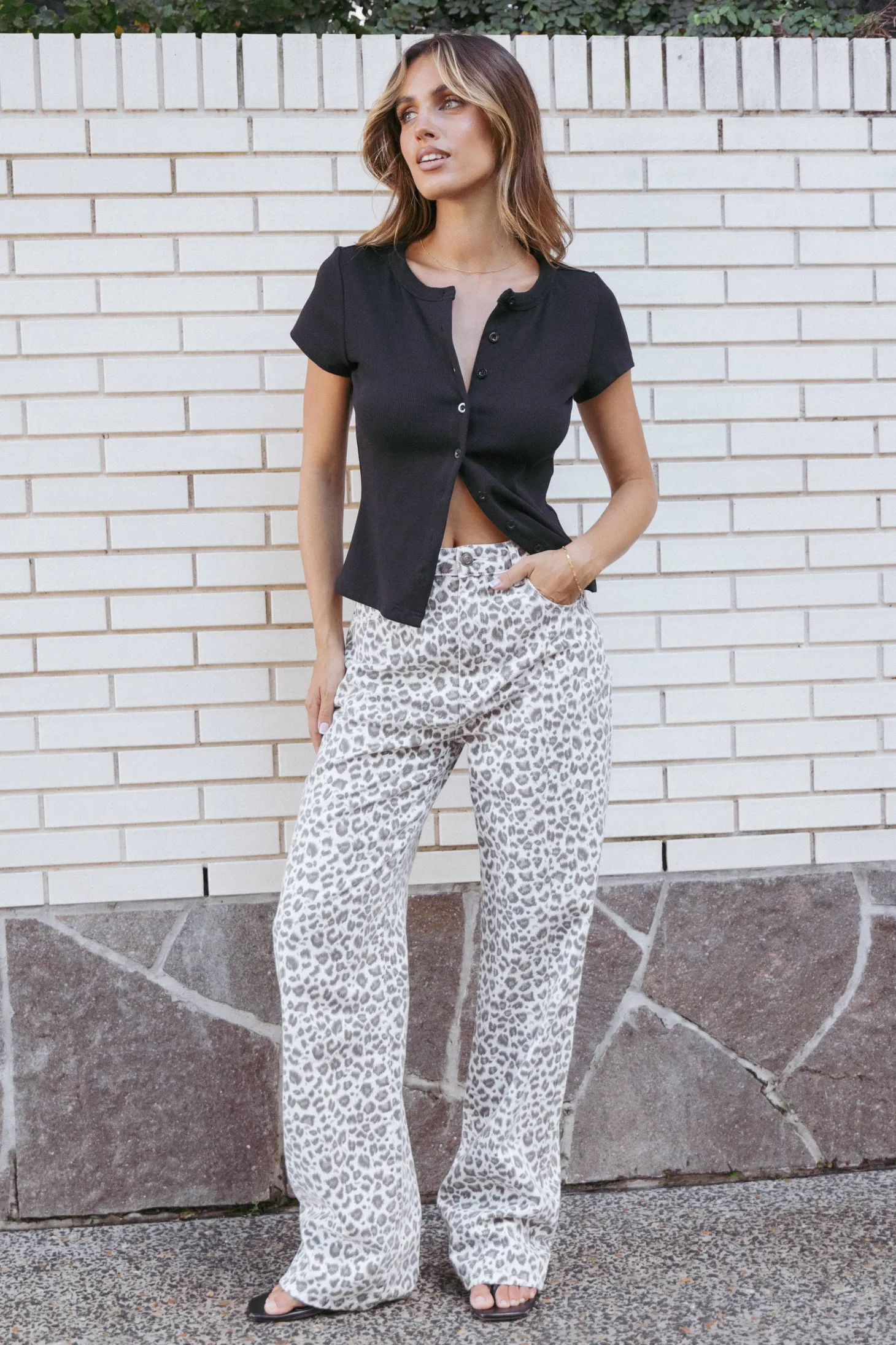 Leila Printed Wide Leg Jean